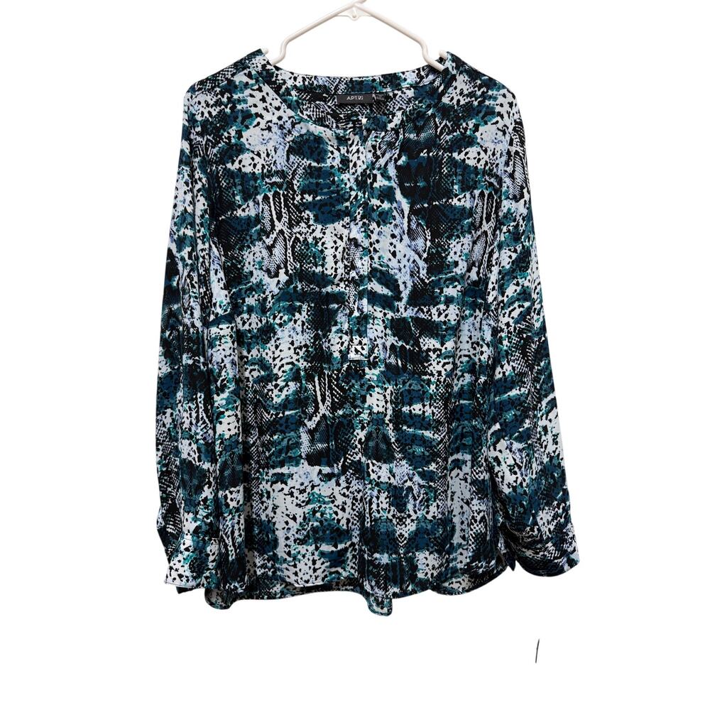NWT Apt 9 Polyester lightweight business wear Snake print teal black Size 1X